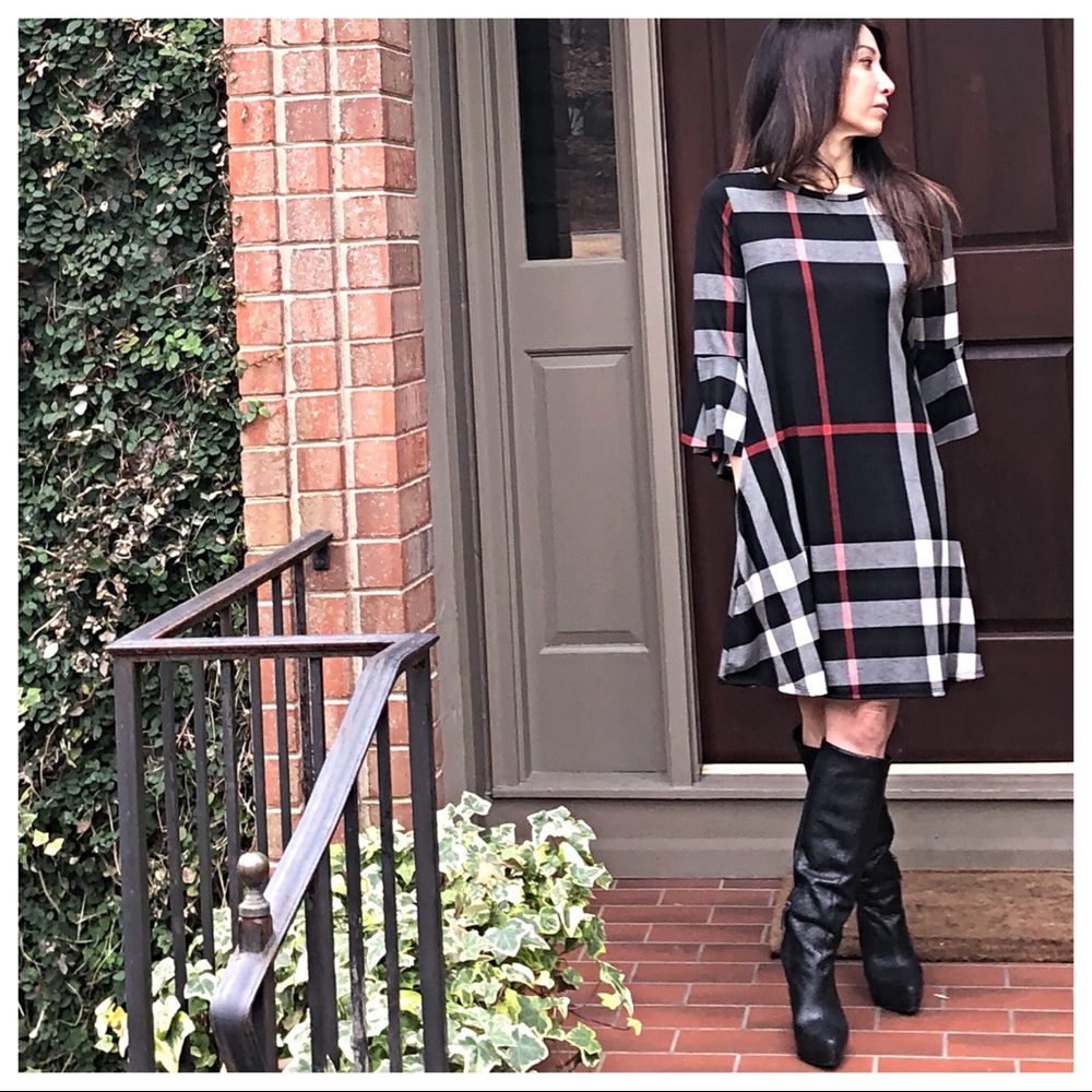 ✨LAST ONE✨Bell sleeves plaid pocket swing dress - Picture 8 of 8